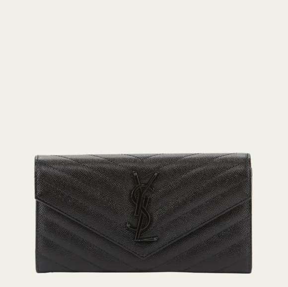 NEW!!! SAINT LAURENT YSL Monogram Large Flap Wallet in Grained Leather MSRP $895 - Picture 3 of 16